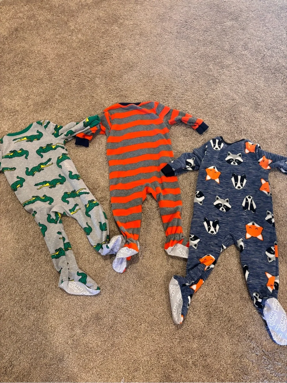 Three Fleece Footed One-Piece Pajamas
